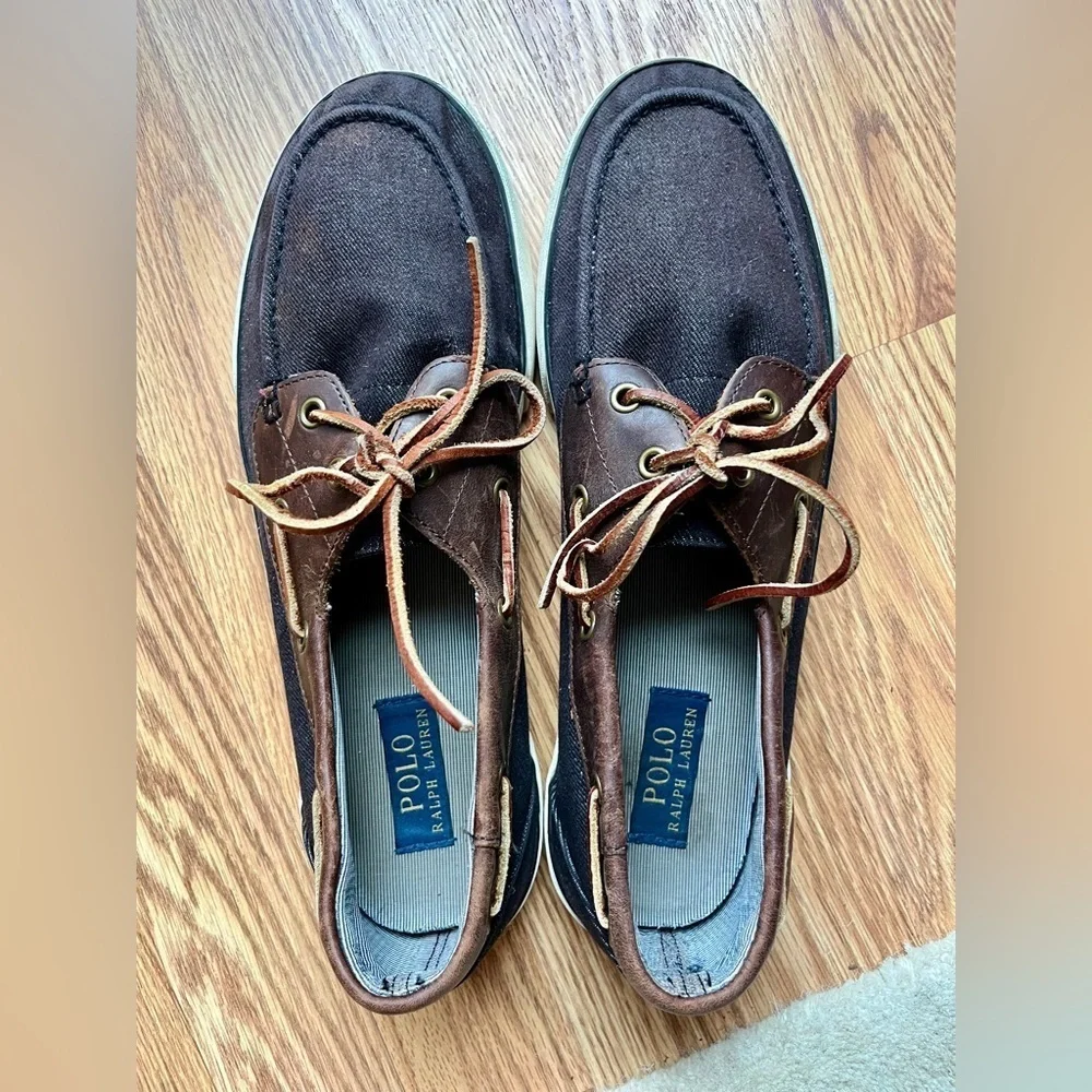 Ralph Lauren Polo Rylander boat shoes canvas/leather mens size 11.5 D